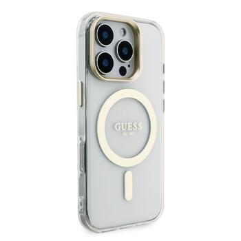Guess PC/TPU Electroplated Stand Camera Frame MagSafe Case with Interchangeable Backgrounds for iPhone 16 / Pro (GUBPSBHMP16LF4P05)