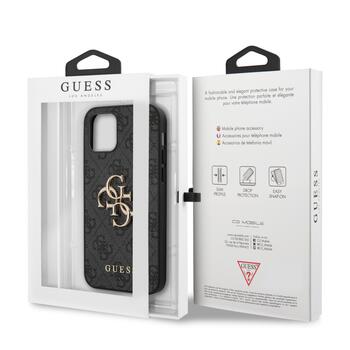 Guess PU 4G Metal Logo Case Aizsargapvalks priekš iPhone 12/12 Pro / pelēks (GUHCP12M4GMGGR)