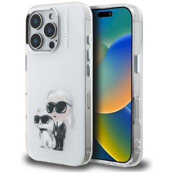 Karl Lagerfeld IML Aquarelle Karl & Choupette & Logo Защитный чехол для iPhone 16 Pro / белый (KLHCP16LHMKCAQH)