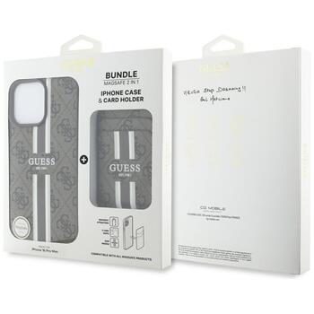 Guess 4G Stripes with wallet Magsafe Case Aizsargapvalks priekš iPhone 16 Pro Max / brūns (GUBPHCP16XP4RPSW)
