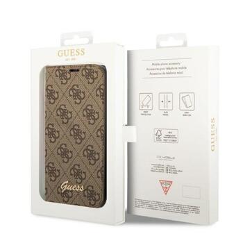 Guess GUBKP14XHG4SHW Book 4G Vintage Gold Logo Aizsargapvalks priekš iPhone 14 Pro Max 6,7