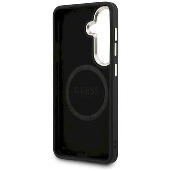 Guess Saffiano Peony Embossed Ring MagSafe Case Защитный чехол для Samsung Galaxy S26 / чёрный (GUHMS26SPSAMSECK)