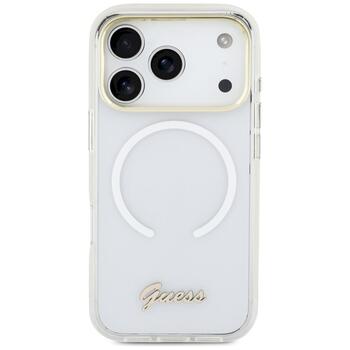 Guess IML Gradient Script Metal MagSafe Aizsargapvalks priekš iPhone 17 Pro / balts (GUHMP17L5HTGMCSH)