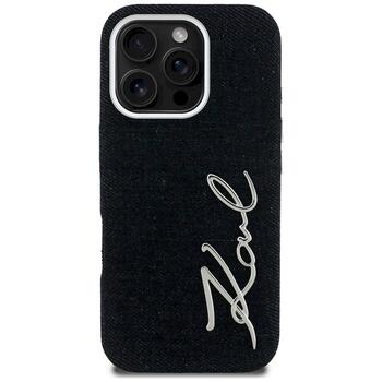 Karl Lagerfeld FW Jeans Signature Logo Aizsargapvalks priekš iPhone 16 Pro / melns (KLHCP16LPJFMSVK)