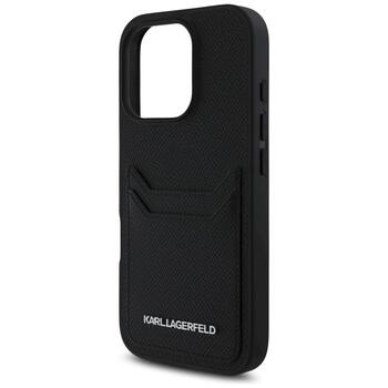 Karl Lagerfeld HC Grained PU Cardslot Metal Elong Защитный чехол для iPhone 16 Pro / чёрный (KLHCP16LPKHPORPK)