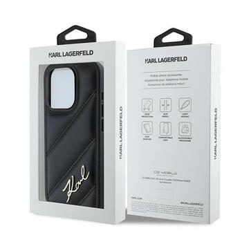 Karl Lagerfeld KLHCP15LPQDSMGK Diagonal Quilted Script Aizsargapvalks priekš iPhone 15 Pro 6.1