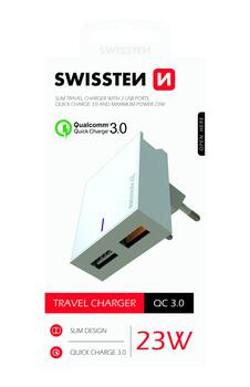 Swissten Premium Зарядное устройство 2X USB QC3.0 23W (SW-DET-23W-QC30-WH)
