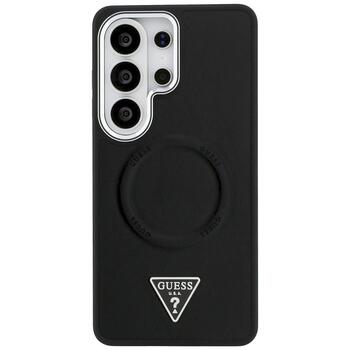 Case Guess Embossed Ring Triangle Logo MagSafe Защитный чехол для Samsung Galaxy S26 Ultra / чёрный (GUHMS26LPSDTSCMK)