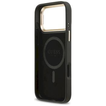 Case Guess 4G PU Triangle Logo & Stand Camera Magsafe Aizsargapvalks priekš iPhone 17 Pro Max / melns (GUHMP17XPCS4GPTK)