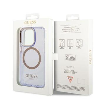 Guess GUHMP14XHTCMU Hardcase Gold Outline Translucent MagSafe Aizsargapvalks priekš iPhone 14 Pro Max 6,7