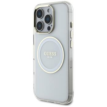 Guess IML Metal Colored Circle Classic Logo MagSafe Защитный чехол для iPhone 16 Pro / белый (GUHMP16LHTDRCEDH)
