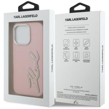Karl Lagerfeld FW Grained Signature Logo Case Защитный чехол для iPhone 16 Pro Max / розовый (KLHCP16XPGFKSRSP)