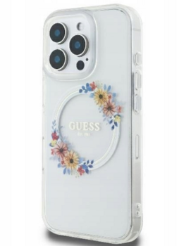 Guess IML Flowers Wreath MagSafe Case Aizsargapvalks Priekš Apple iPhone 16 Pro (GUHMP16LHFWFCT)