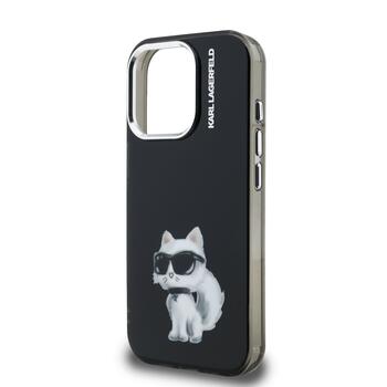 Karl Lagerfeld IML Aquarelle Choupette Case Aizsargapvalks priekš iPhone 15 Pro / melns (KLHCP15LHMCHAQK)