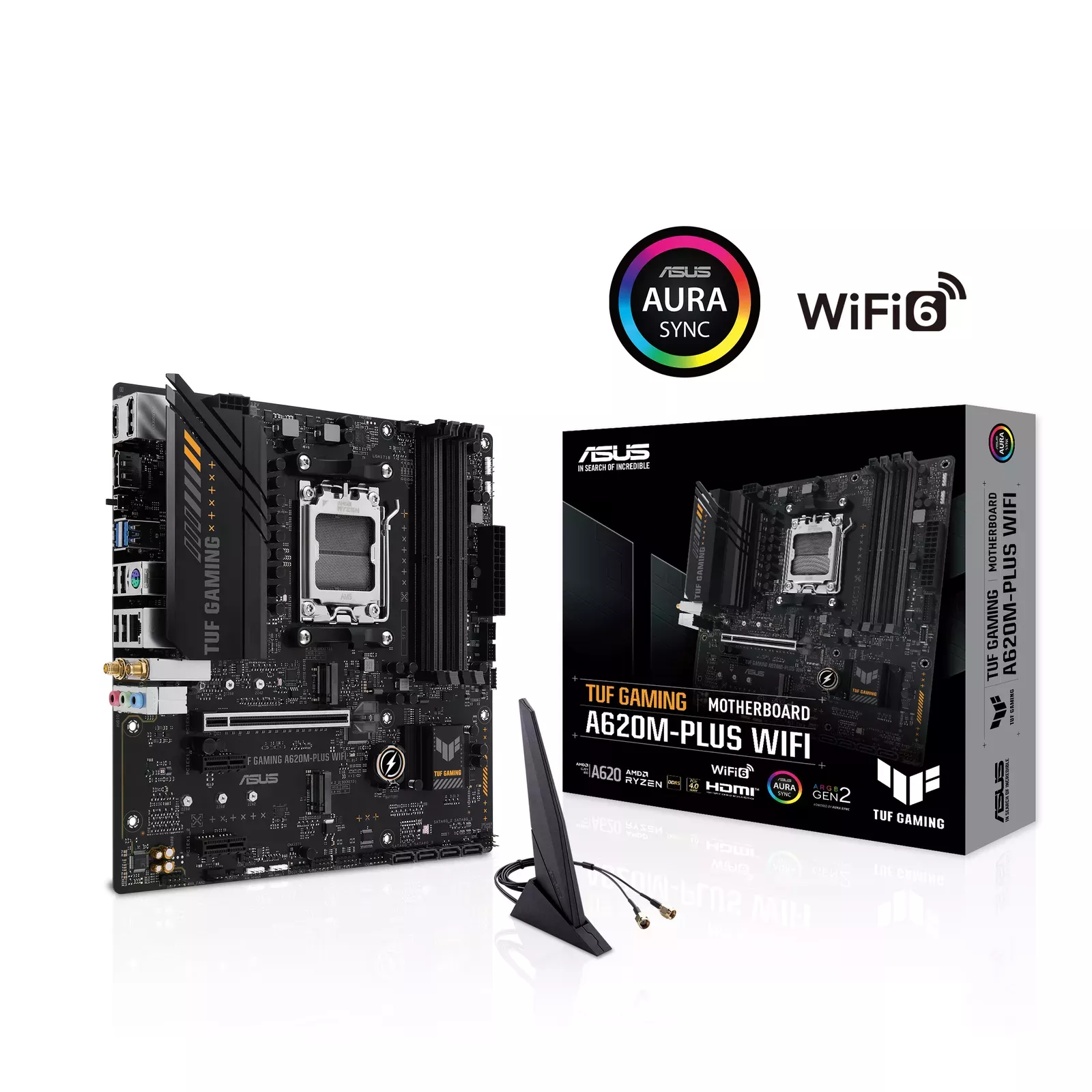 Asus TUF Gaming A620M-PLUS WIFI Материнская плата AMD A620 / Socket AM5 / Micro-ATX / Wi-Fi (90MB1F00-M0EAY0)