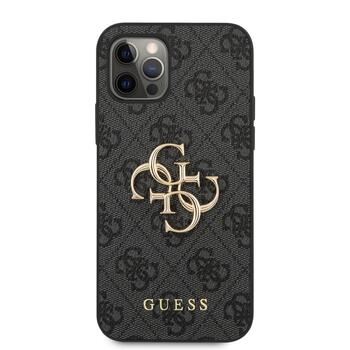 Guess PU 4G Metal Logo Case Aizsargapvalks priekš iPhone 12/12 Pro / pelēks (GUHCP12M4GMGGR)