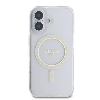 Guess IML Glitter Ring MagSafe Case Защитный чехол для iPhone 16 Plus / прозрачный (GUHMP16MHFGERET)