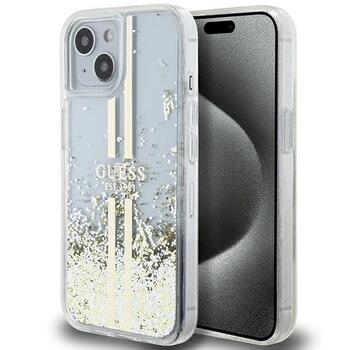 Guess GUHCP15MLFCSEGT Liquid Glitter Gold Stripes Защитный чехол для iPhone 15 Plus / 14 Plus 6.7