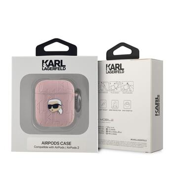 Karl Lagerfeld PU Embossed Karl Head Case Защитный чехол для AirPods 1/2 / розовый (KLA2PGKIPP)