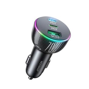 Joyroom JR-CL26 Car Charger 3-in-1 (C+C+U) Bluetooth FM Transmitter Auto lādētājs PD 70W / melns (JR-CL26-BLK)