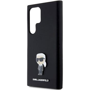 Karl Lagerfeld KLHCS24LSMHKNPK Silicone Ikonik Metal Pin Aizsargapvalks priekš S24 Ultra S928 / melns (KLHCS24LSMHKNPK)