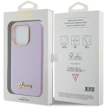 Guess Glitter Glossy Script Back Case Защитный Чехол для Apple iPhone 15 Pro Max (GUHCP15XPGMCSL)