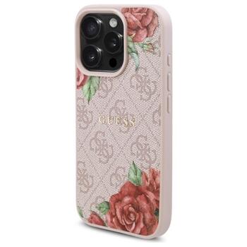 Guess GUHMP16LP4ROPEMCP Hardcase 4G Flowers Print MagSafe Aizsargapvalks priekš iPhone 16 Pro 6.3
