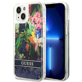 Guess GUHCP14MLFLSB Flower Liquid Glitter Hardcase Защитный чехол для iPhone 14 Plus/15 Plus 6.7