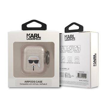 Karl Lagerfeld KLA2UKHGD AirPods cover Aizsargapvalks priekš AirPods Glitter Karl`s Head / zelta (KLA2UKHGD)