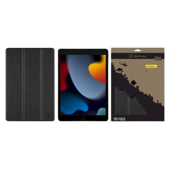 Tactical Book Tri Fold Case Planšetdatoru maciņš priekš iPad 10.2 2019/2020/2021 / melns (TA-2451297)