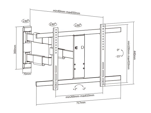 Multibrackets MB-0143 TV sienas grozāmais kronšteins televizoriem līdz 65