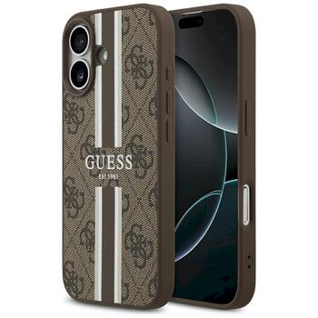 Guess 4G Printed Stripes MagSafe Case Aizsargapvalks priekš iPhone 17 / brūns (GUHMP17SP4RPSW)