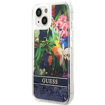 Guess GUHCP14MLFLSB Flower Liquid Glitter Hardcase Защитный чехол для iPhone 14 Plus/15 Plus 6.7
