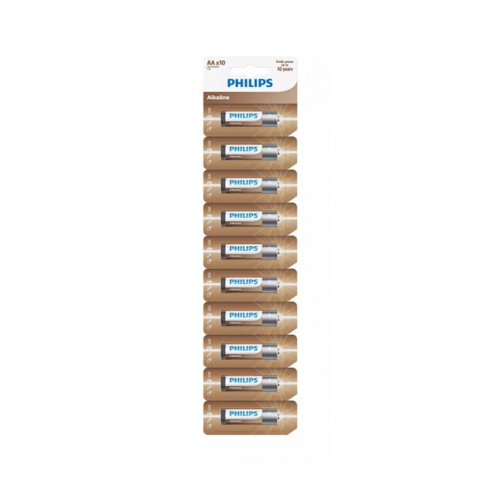 Philips AA LR6 Алкалиновые батарейки 10шт blister (4895229113503)