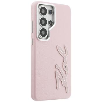 Karl Lagerfeld Grained Signature Metal Resin Logo Защитный чехол для Samsung Galaxy S26 Ultra / розовый (KLHCS26LPGFKSRSP)