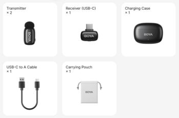 BOYA Mini 2-02 USB-C Wireless Microphone Set Bezvadu mikrofonu komplekts (2TX 1xRX) / 2.4GHz / 48kHz/24bit (BOYA-mini-2-02)