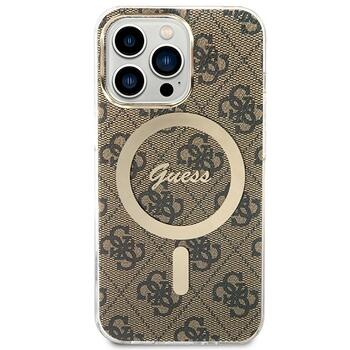 Guess Set GUBPP13LH4EACSW Case+ Charger Hard Case 4G Print MagSafe Aizsargapvalks priekš iPhone 13 Pro / brūns (GUBPP13LH4EACSW)