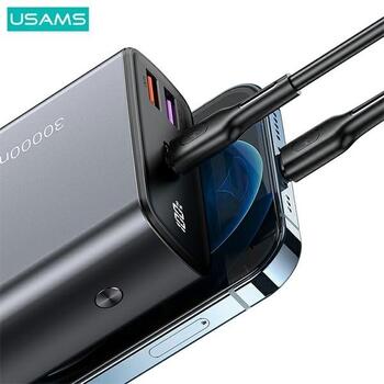 Usams PB59 Fast Charge Powerbank 65W 2xQC3.0+PD Переносная зарядная батарея 30 000mAh (CMXLOGTC01)