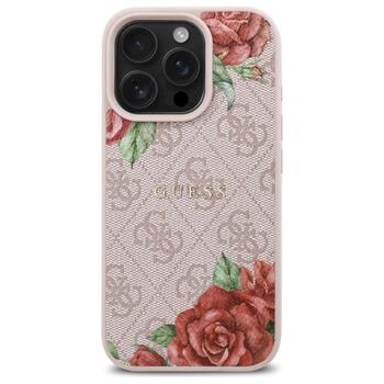Guess GUHMP16LP4ROPEMCP Hardcase 4G Flowers Print MagSafe Aizsargapvalks priekš iPhone 16 Pro 6.3