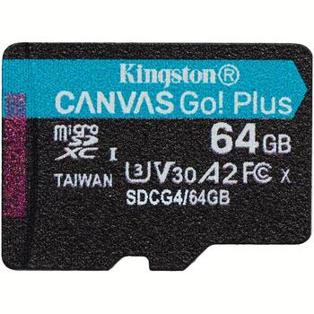 Kingston microSDXC Canvas Go! Plus Gen4 Atmiņas karte / 64GB A2 U3 V30 / + adapter (SDCG4/64GB)