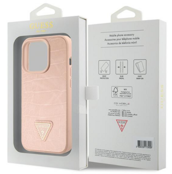 Guess Croco Triangle Logo Aizsargapvalks Priekš Apple iPhone 15 Pro (GUHCP15LPCRTHCP)
