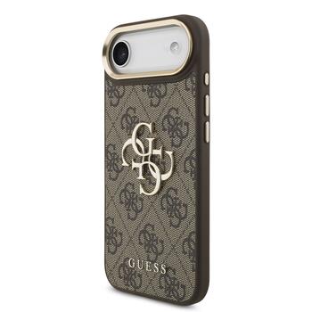 Guess PU Leather 4G Metal Logo Gold Frame Case Защитный чехол для iPhone Air / коричневый (GUHCP17M4GMGCBR)