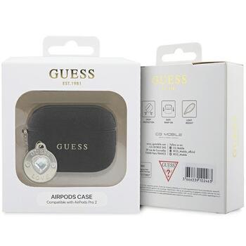 Guess GUAP2PGEHCDK Защитный чехол для AirPods Pro 2 (2022/2023) Fixed Glitter Heart Diamond Charm / чёрный (GUAP2PGEHCDK)