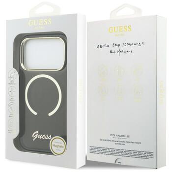 Case Guess IML Script Metal MagSafe Защитный чехол для iPhone 17 Pro Max / чёрный (GUHMP17X5HTCSMSK)