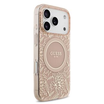 Guess IML Flowers Allover Strap MagSafe Case Защитный чехол для iPhone 17 Pro / розовый (GUHMP17LHCPOFPP)