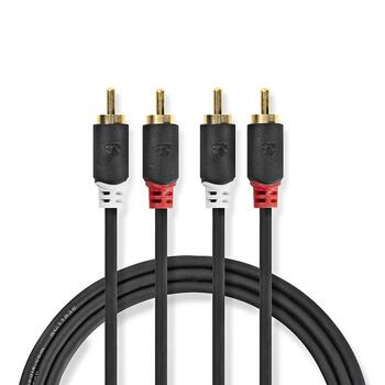 Nedis Audio vads 2x RCA -> 2x RCA 3m Melns (CABW24200AT30)