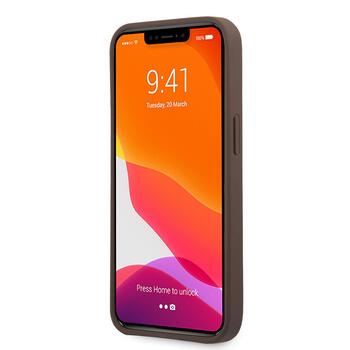 Guess PU 4G Metal Logo Case Aizsargapvalks priekš iPhone 13 Pro / brūns (GUHCP13L4GMGBR)