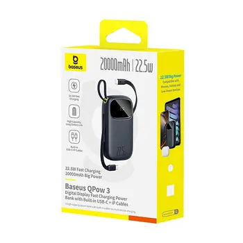 Baseus EnerFill FC31 Портативный аккумулятор 20000 mAh 22.5W USB-C + Lightning / чёрный (6932172691196)