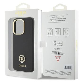 Guess GUHCP15LM4DGPK Silicone Logo Strass 4G Aizsargapvalks priekš iPhone 15 Pro 6.1