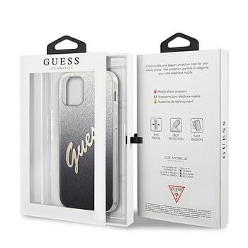 Guess GUHCP12SPCUGLSBK Glitter Gradient Script Aizsargapvalks priekš iPhone 12 mini 5,4